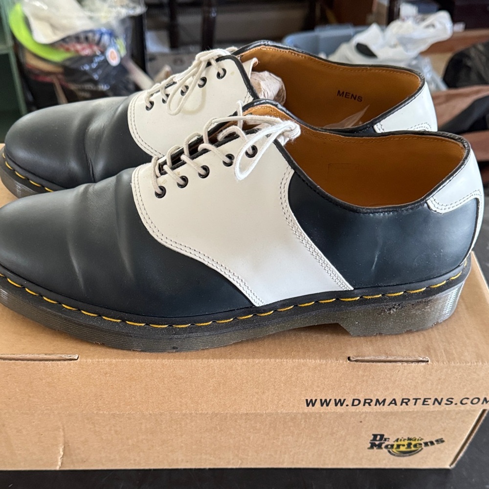Dr. Martens Black and White Two-Tone Men’s Oxford Shoes - Picture 2 of 5